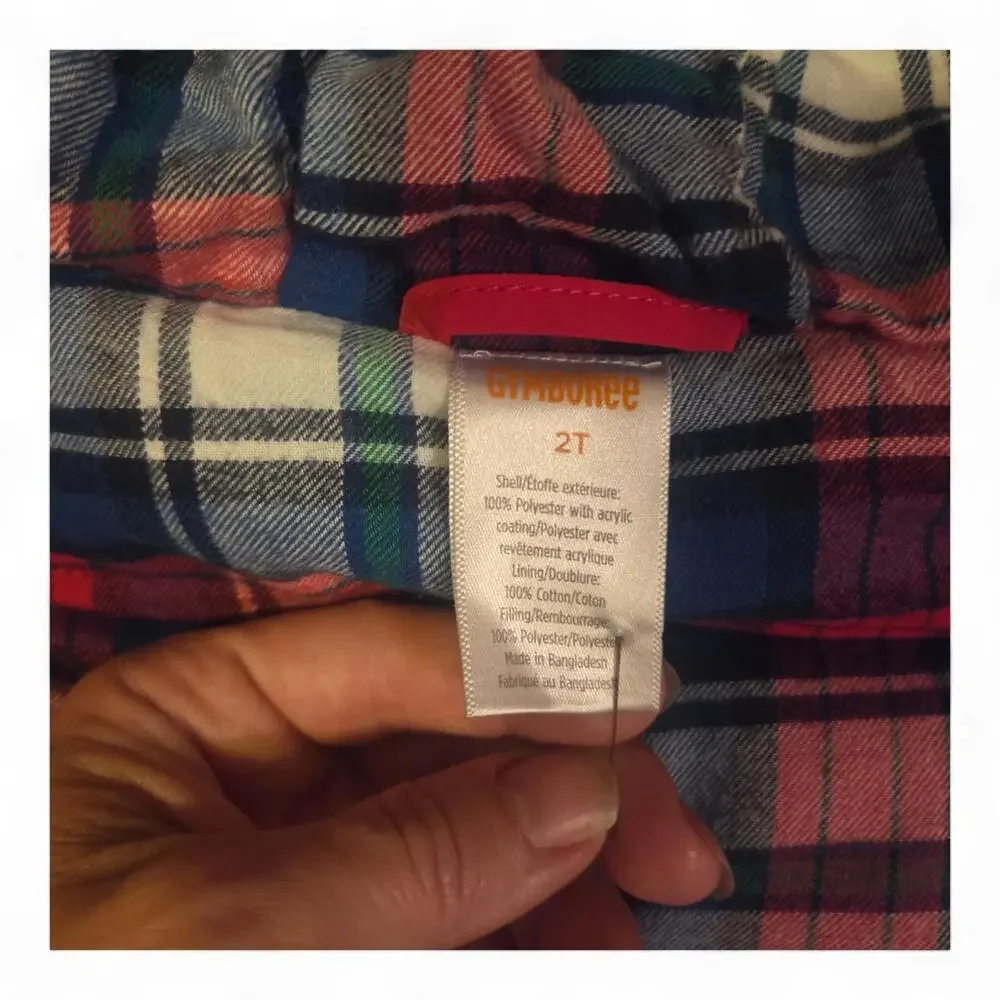 Baby Gap 2T Red Puffer Vest with Plaid Fleece Lining Zips and Real Pockets